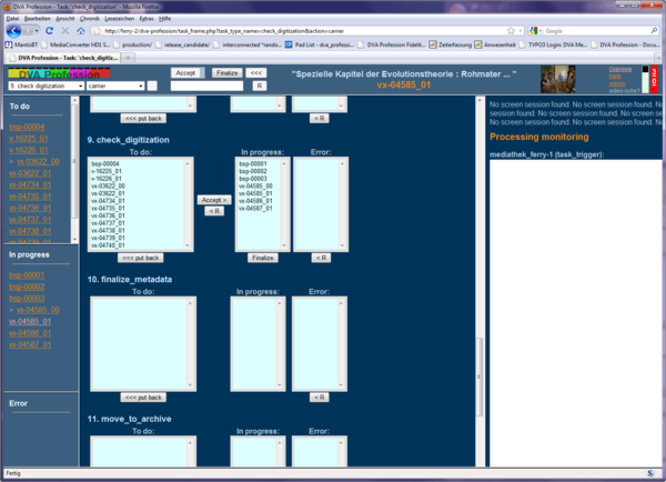 Figure 5: This overview enables monitoring and administrating the tasks in common.